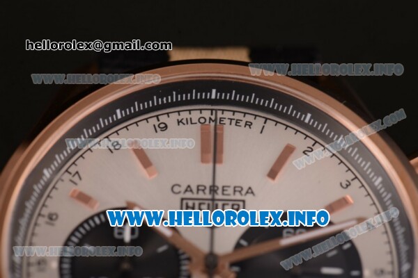 Tag Heuer Carrera Calibre 18 Miyota Quartz Rose Gold Case with White Dial Stick Markers and Yellow/Black Nylon Strap - Click Image to Close